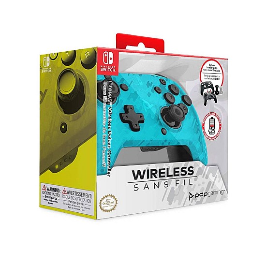 Nintendo Switch Faceoff WIRELESS Controller PDP Camo Light Blue