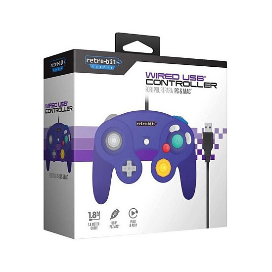 Retro-Bit Wired Gamecube Controller Purple + USB