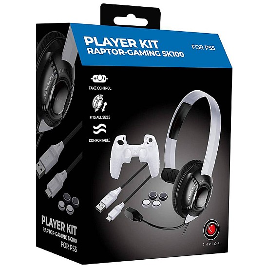 Raptor Bundle Accesorii Cu Casti Mono 4in1 SK100 Alb/Negru Pentru Playstation 5