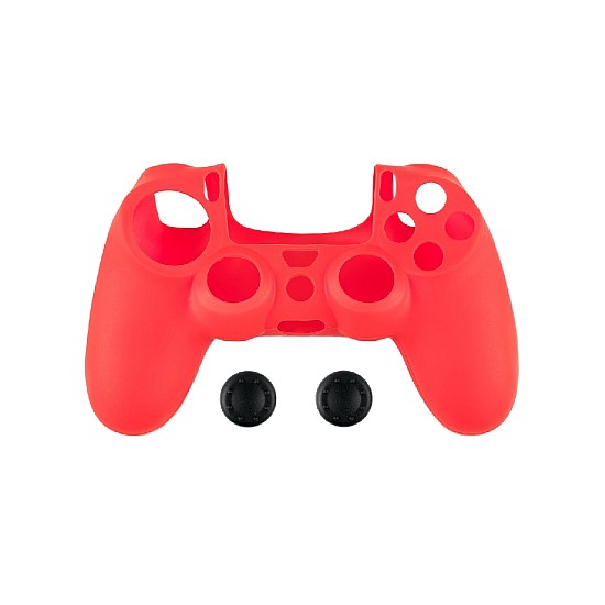 Spartan Gear Husa din Silicon Pentru Controller si Thumb Grips Spartan Gear PS4 Rosu