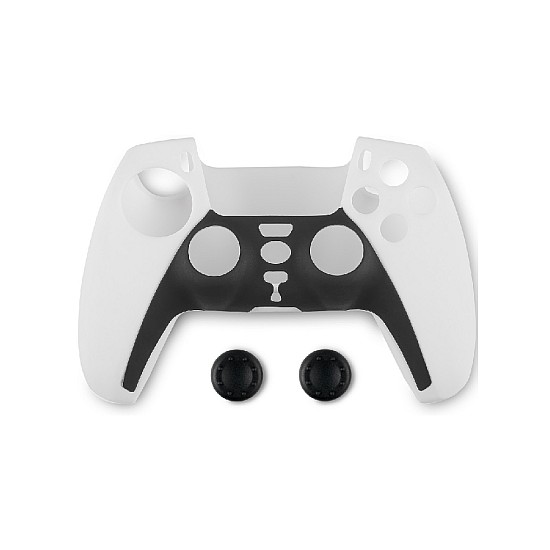 Spartan Gear Husa din Silicon Pentru Controller si Thumb Grips Spartan Gear PS5 Negru/Alb