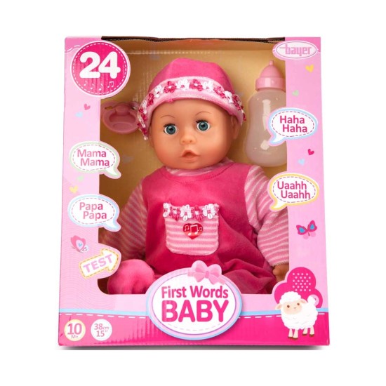 Bayer Papusa Bayer First Words Baby Pink 38cm (93825AA)