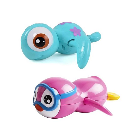 imagetoys Magni Pull Up Bathing Animals Blue Turtle & Pink Penguin (3616/3618)