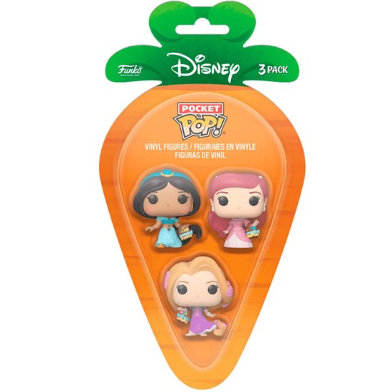 Funko 3 Pack Carrot Pocket Pop Princess Jasmine Rapunzel Ariel