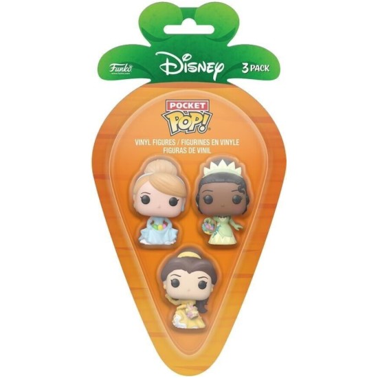 Funko 3 Pack Carrot Pocket Pop Princess Cinderella Tiana Bella