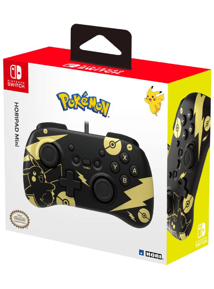 Controller Hori Horipad Mini Pokemon Pikachu Black & Gold