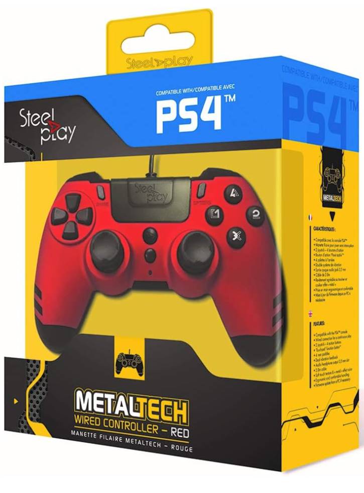 SteelPlay Controller Wired MetalTech Rosu