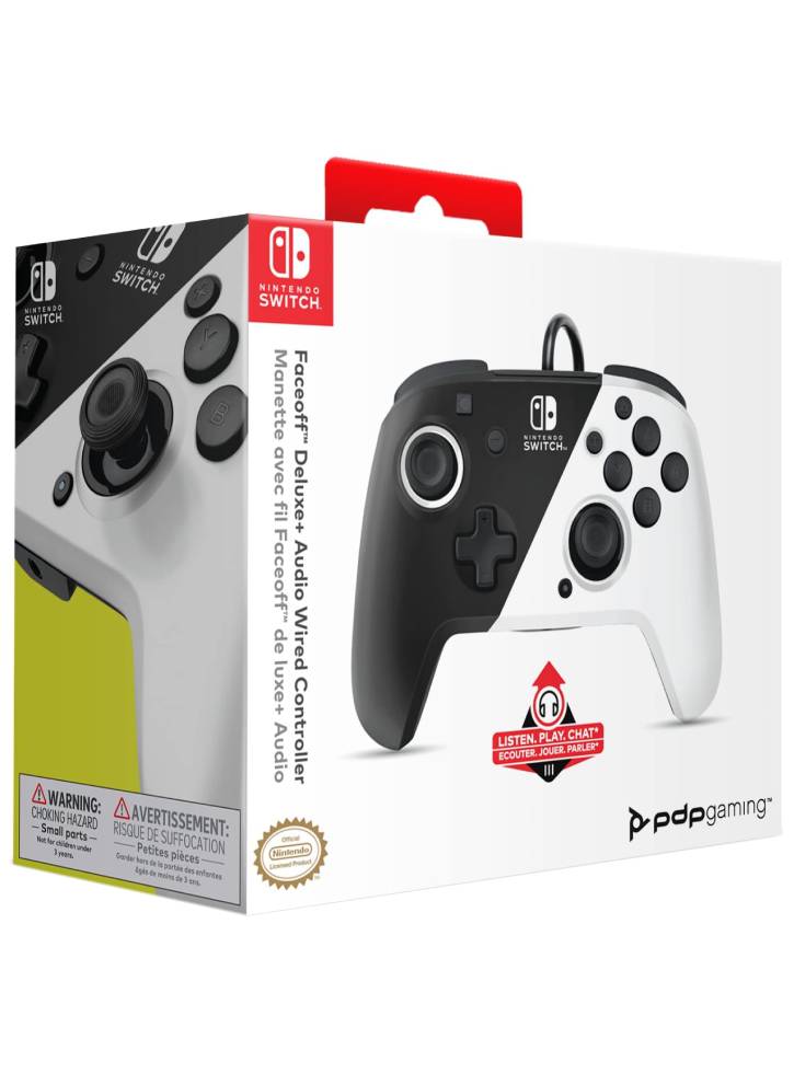 Controller PDP Nintendo Switch Faceoff Deluxe + Audio Alb Negru