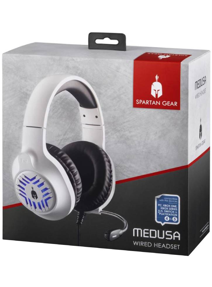 Casti Cu Fir Spartan Gear Medusa Wired Alb/Negru Pentru PC/PS4/PS5,Xbox One /Xbox Series X/NSW