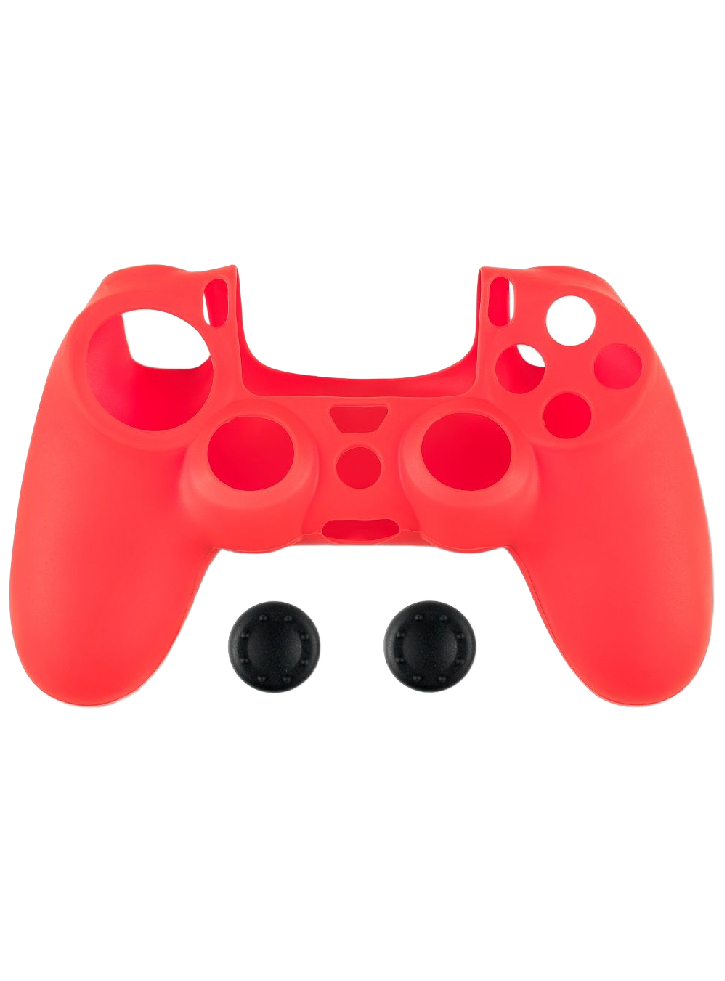 Husa din Silicon Pentru Controller si Thumb Grips Spartan Gear PS4 Rosu