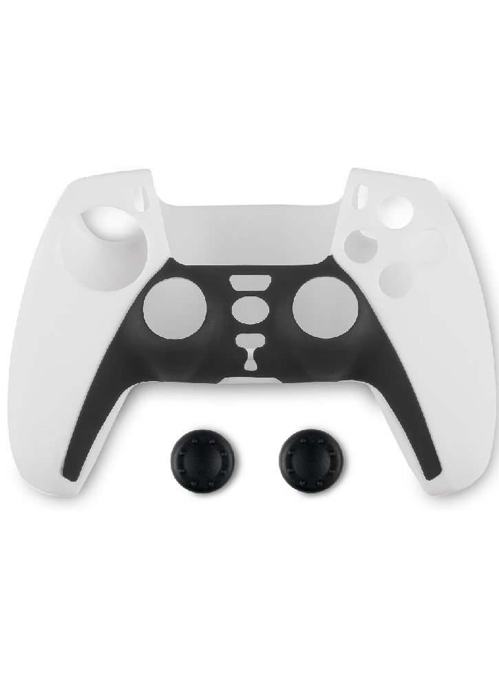 Husa din Silicon Pentru Controller si Thumb Grips Spartan Gear PS5 Negru/Alb