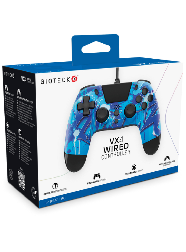 Controller cu fir Gioteck VX-4 Premium Albastru PS4