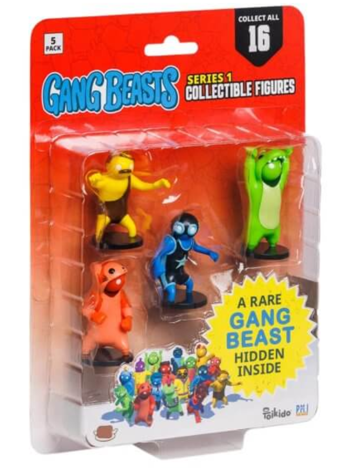 Set Figurine Gang Beasts Collectible Figures - 5 Pack -including 1 rare hidden character (S1) Random