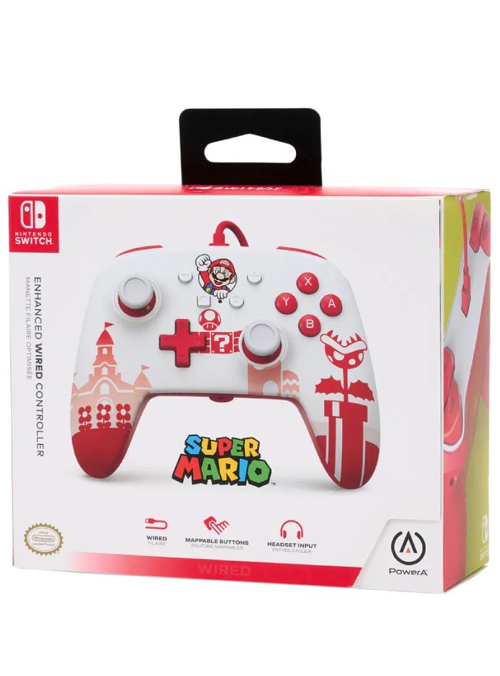 Controller PowerA Enhanced Wired Mario Red/White - NSW