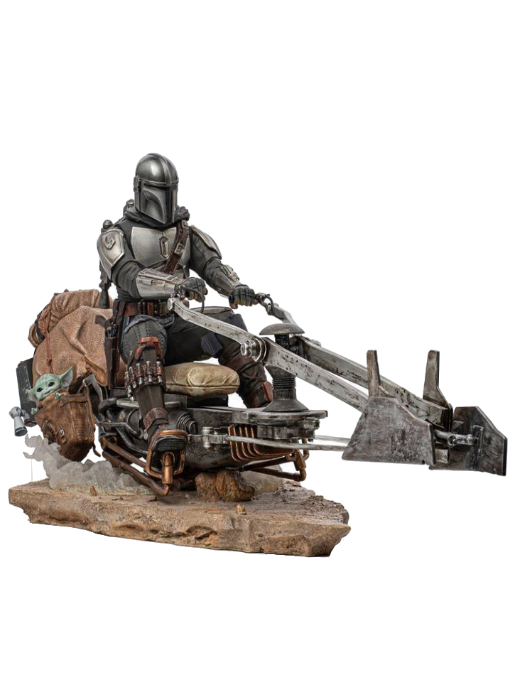 Iron Studios Deluxe The Mandalorian Mando on Speederbike 18cm