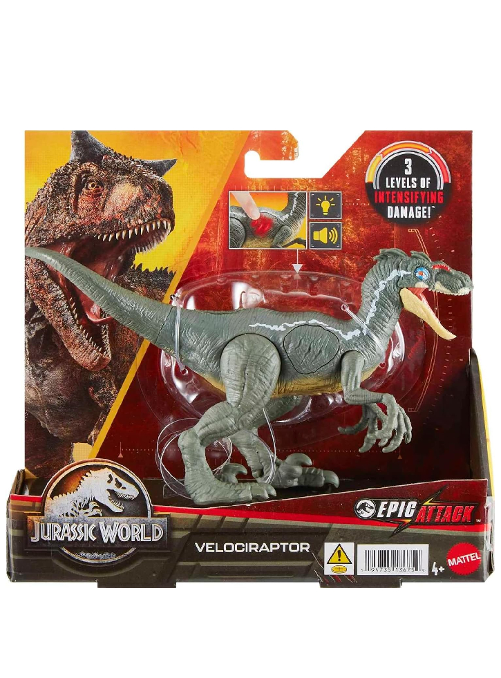 Dinozaurul Mattel Jurassic World Epic Attack Velociraptor (HNC11)