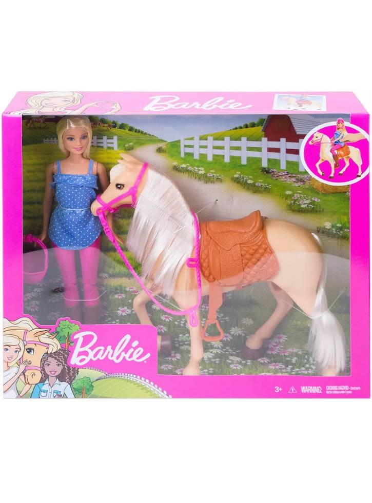 Papusa Barbie Horse and Rider (FXH13)