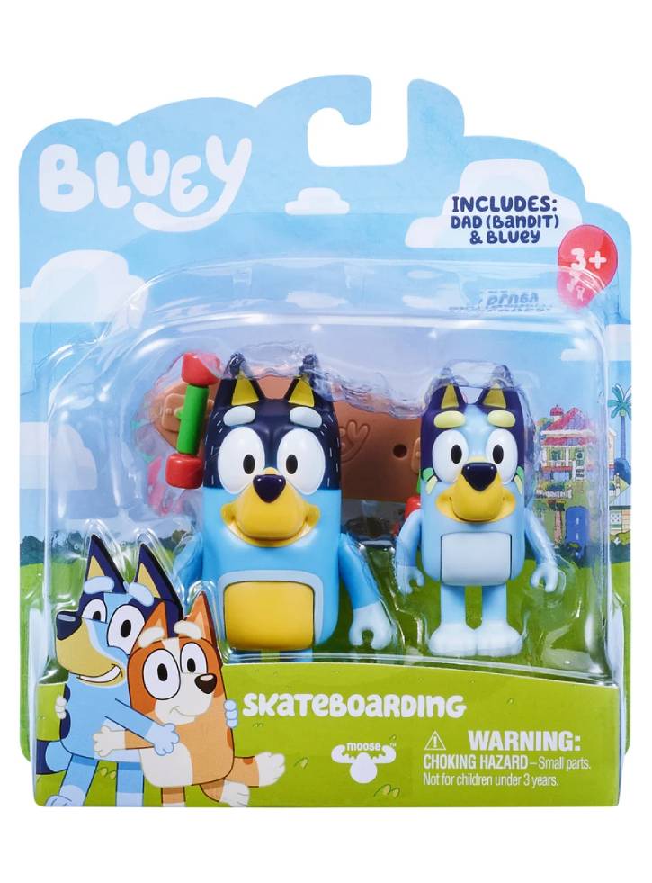 Set 2 Bluey S3 Skateboarding 7cm