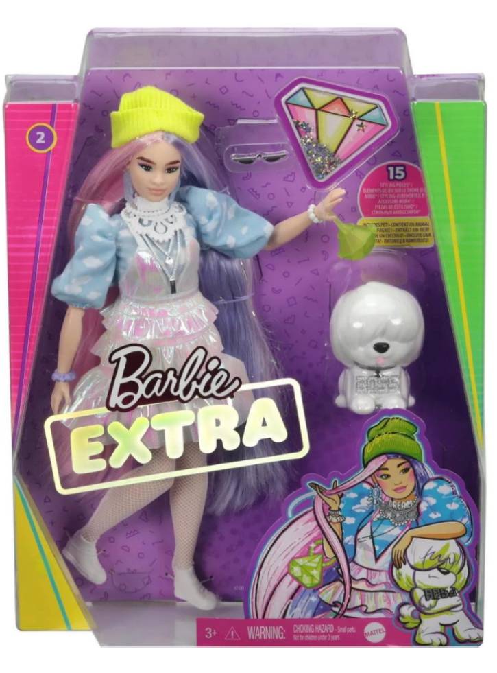 Papusa Barbie Extra Shimmer Look & Pet Puppy (GVR05)