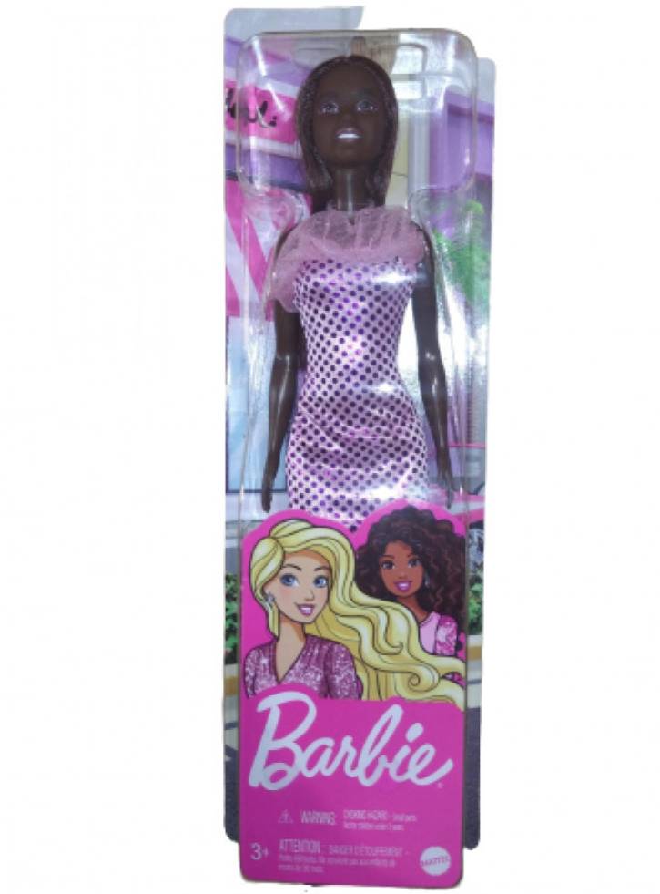 Papusa Barbie Glitz Outfits Dark Skin & Pink Dress (HJR94)