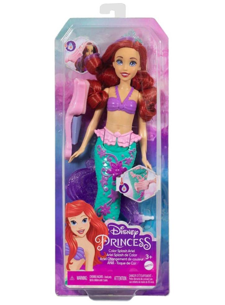 Papusa Disney Barbie Princess Color Splash Ariel Mermaid (HLW00)