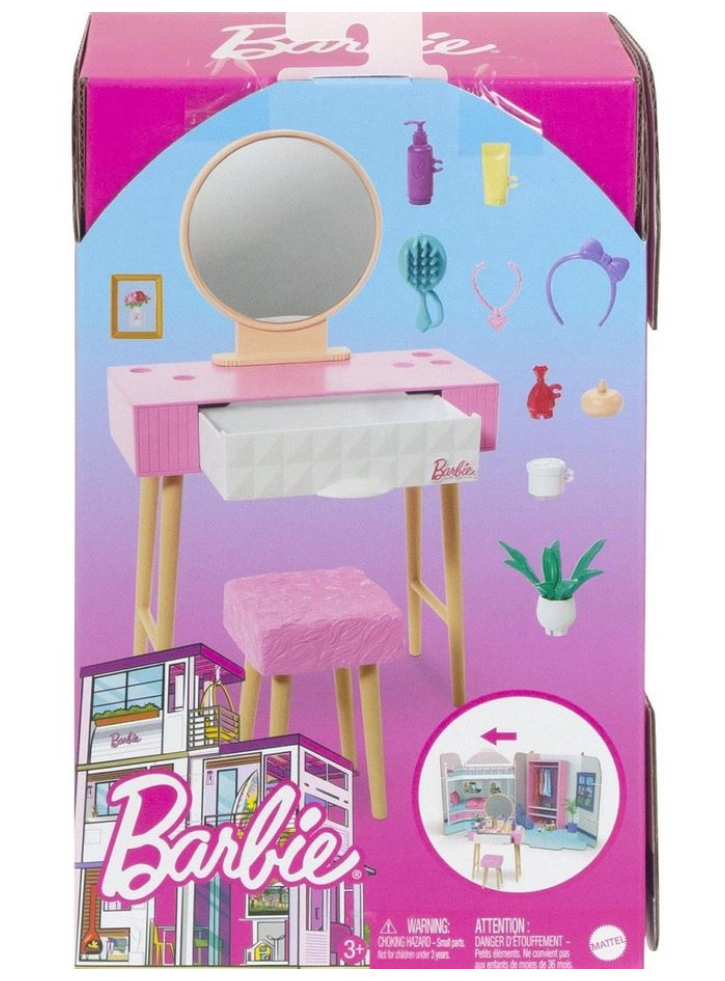 Set Barbie Furniture & Accessory Vanity Theme (HJV35)