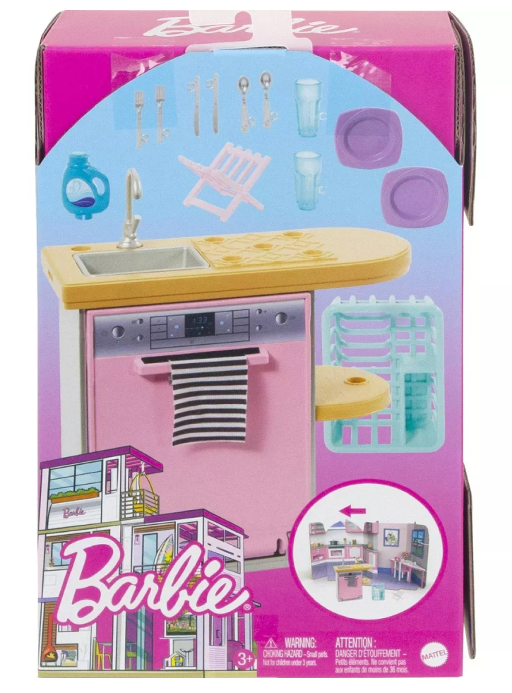 Set Barbie Furniture & Accessory Dishwasher Theme (HJV34)