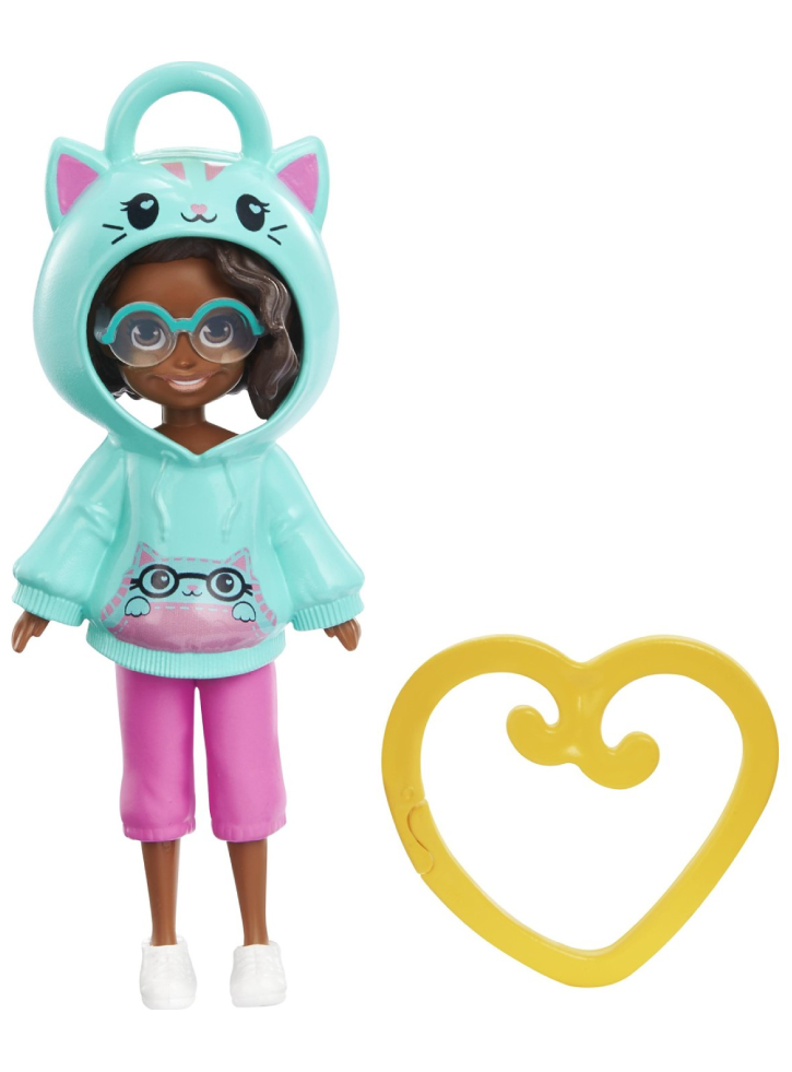 Papusa Polly Pocket Hoodie Buddy Cat Dark Skin (HKV99)