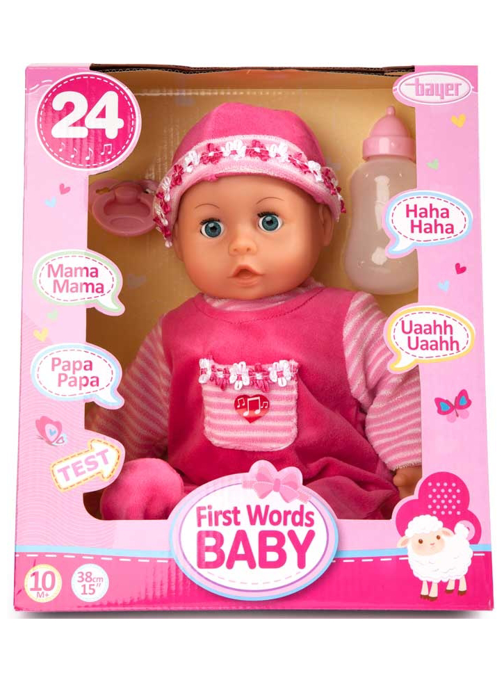 Papusa Bayer First Words Baby Pink 38cm (93825AA)