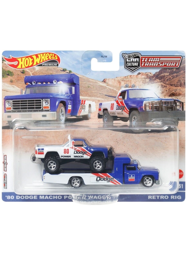 Hot Wheels Premium Car Culture Team Transport 80 Dodge Macho Power Wagon Retro Rig (HKF38)