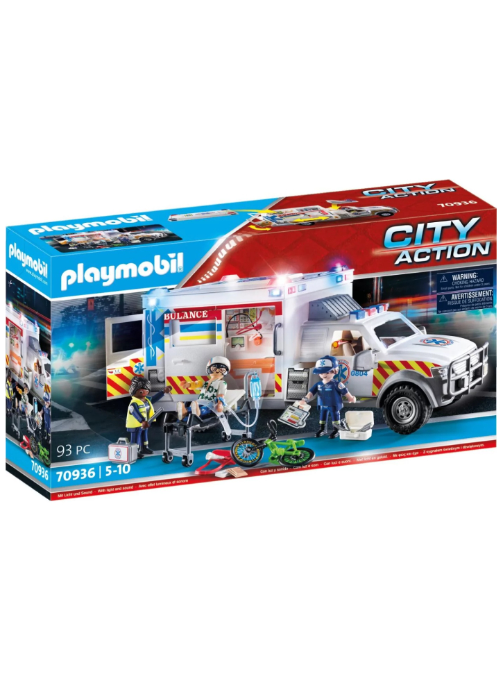 Vehicul Playmobil US Ambulance with Lights & Sound (70936)