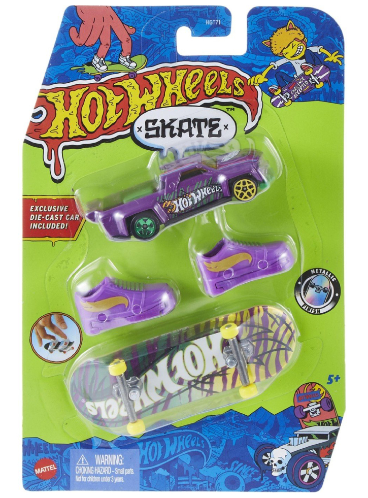 Set Hot Wheels Skate - Solid Muscle Feline Risky Tony Hawk Fingerboard Set (HNG64)