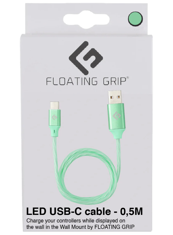 Cablu Controller Floating Grip 0,5M LED USB-C Green