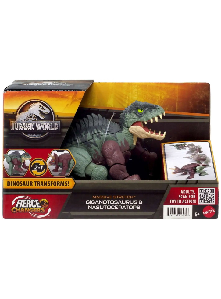 Jurassic World Fierce Changers Massive Stretch Giganotosaurus Nasutoceratops (HPD34)