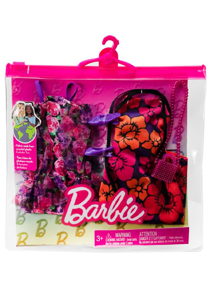 Set Barbie Fashions 2-Pack Clothing Dressy Floral-Themed & Accessory HJT35