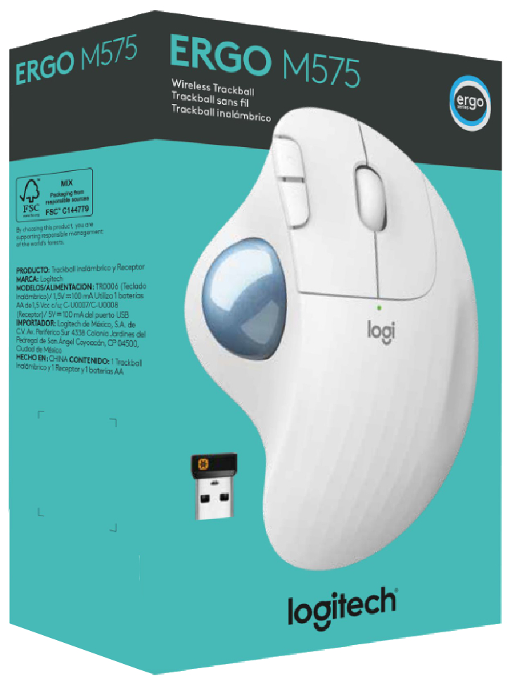 Mouse Logitech ERGO M575 2.4GHZ/BT Off White