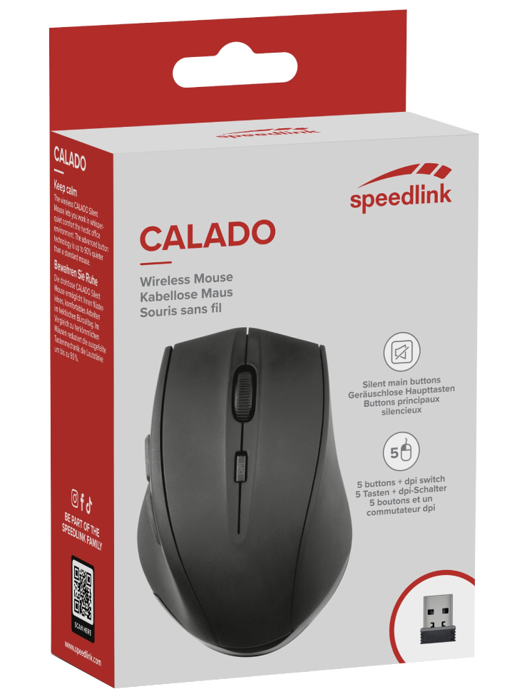 Mouse Speedlink Calado Silent Wireless With Usb Nano Receiver Black