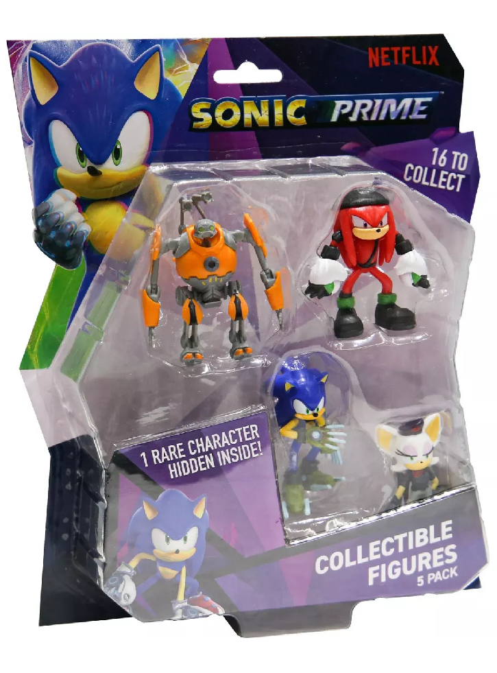 P.M.I. Sonic Prime 5 Pack including 1 rare hidden character S1 6.5cm Random