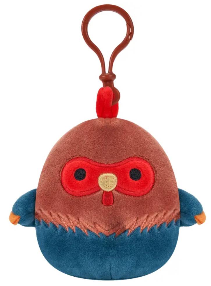 Plus Squishmallows Asst P15 Clip On Brown and Blue Rooster 9cm