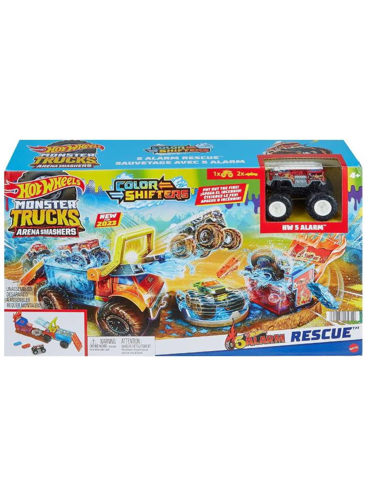 Hot Wheels Monster Trucks Arena Smashers Color Shifters 5-Alarm Rescue (HPN73)