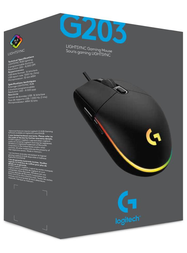 Mouse Logitech G203 LightSync Black