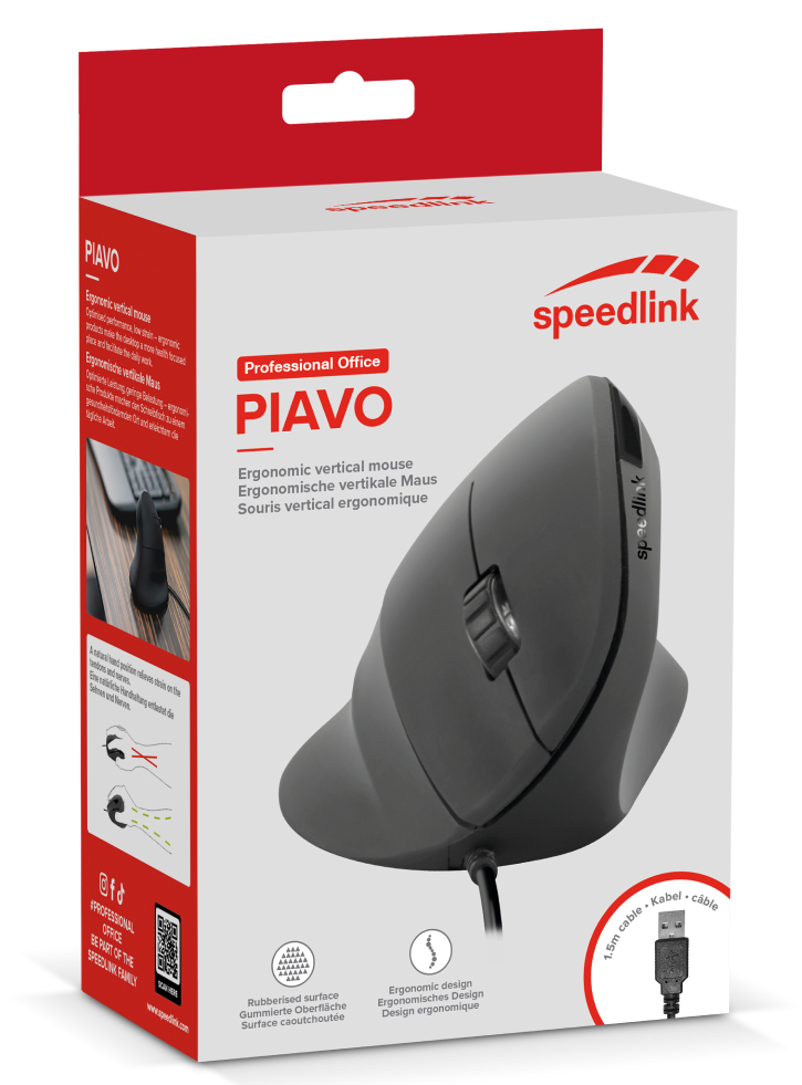 Mouse Speedlink Piavo Ergonomic Vertical Corded Wired USB