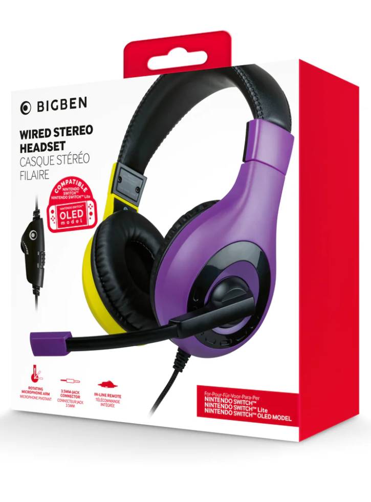 Casti BigBen Interactive Stereo V1 Purple & Yellow