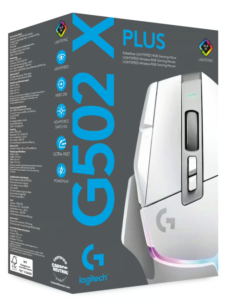 Mouse Logitech G502 X Plus Wireless White