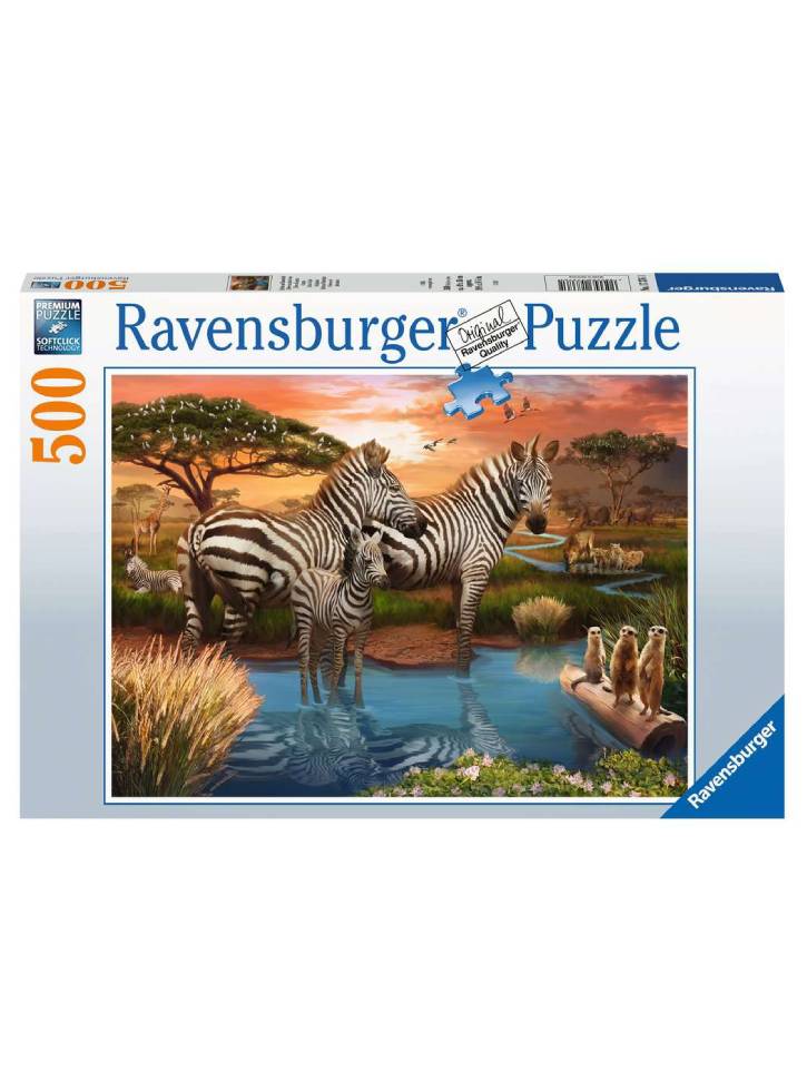 Puzzle Ravensburger Zebras In Sunset 500pc (10217376)