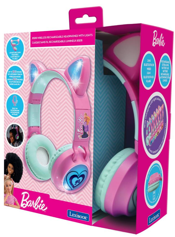 Lexibook Barbie Bluetooth Headphones With Light (hpbtktbb)