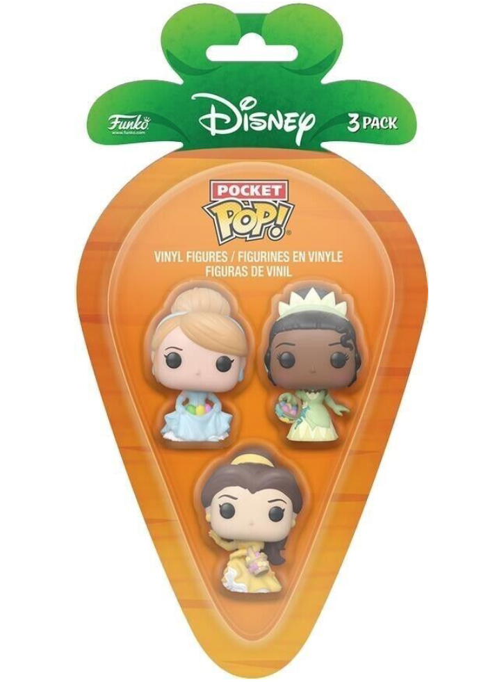 3 Pack Carrot Pocket Pop Princess Cinderella Tiana Bella