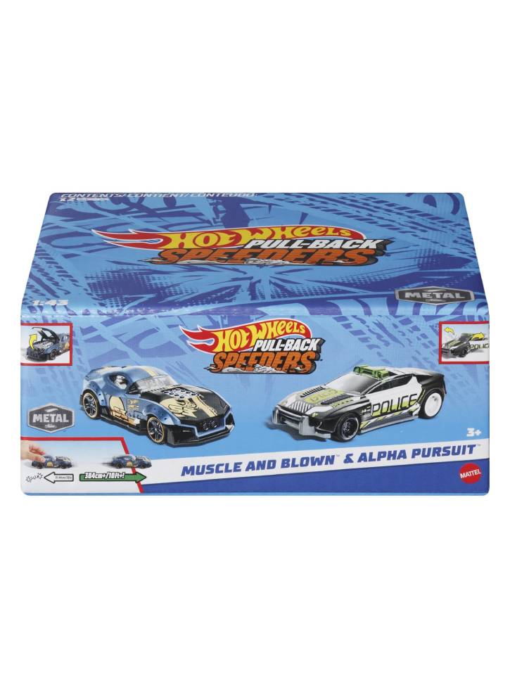 Hot Wheels: Pull-back Speeders Muscle And Blown Alpha Pursuit (hpr97)