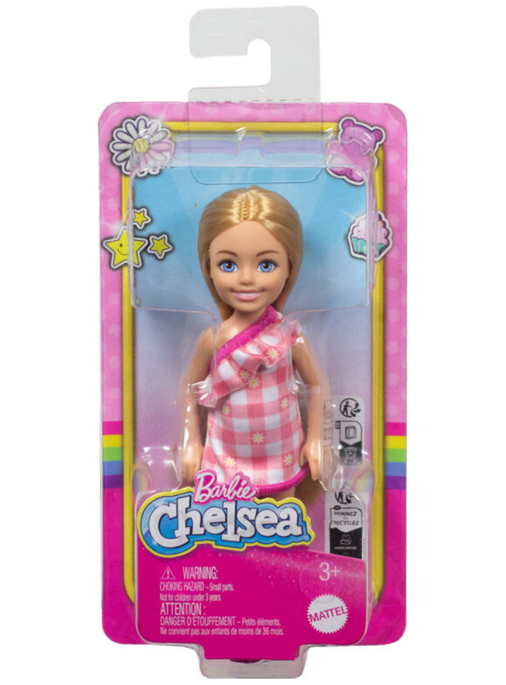 Barbie Chelsea With Checked Dress Blonde Hair Doll (hxm95)