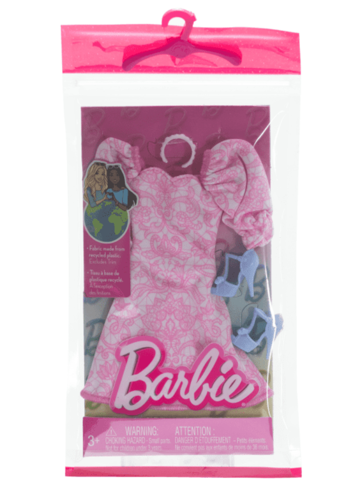 Barbie Fashion Pack Pink Dress With Blue High Heels (hrh40)